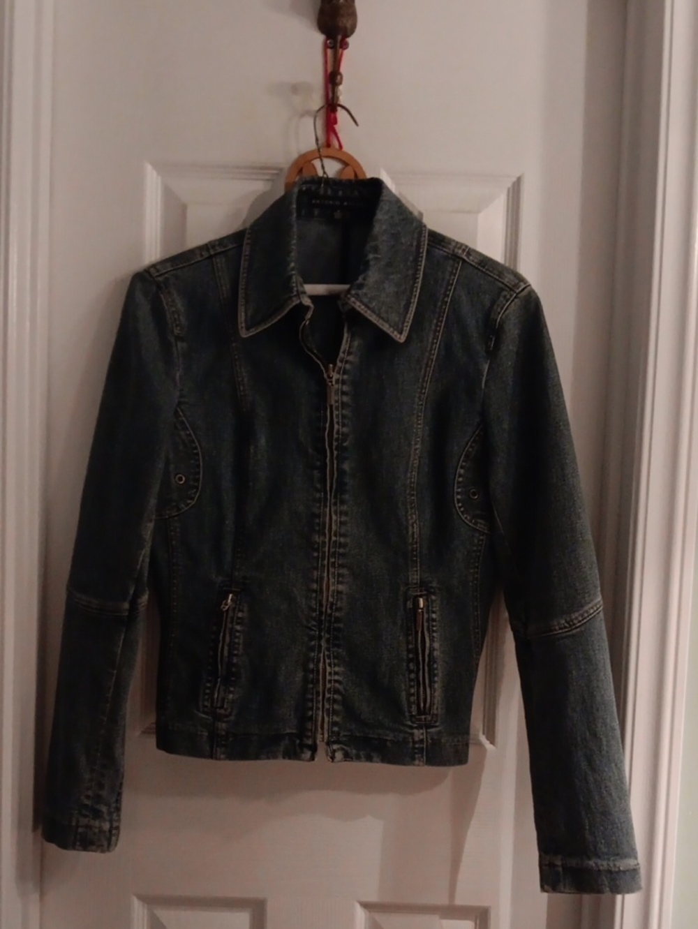 ANTONIO MELANI Women's Dark Blue Denim Zip Jacket